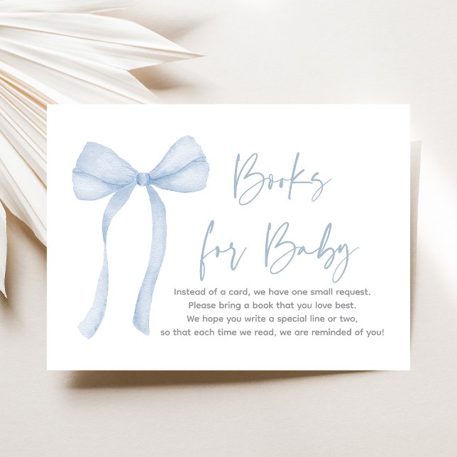 Blue Bow Boy Baby Shower Book Request Enclosure Card (Creator Uploaded)
