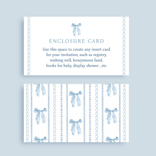 Blue Bow Boy Baby Shower Custom Enclosure Card (Creator Uploaded)