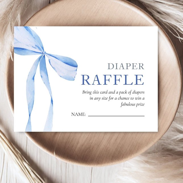 Blue Bow Boy Baby Shower Diaper Raffle Enclosure Card (Creator Uploaded)
