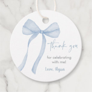 Blue Bow Boy Baby Shower Favour Tags
