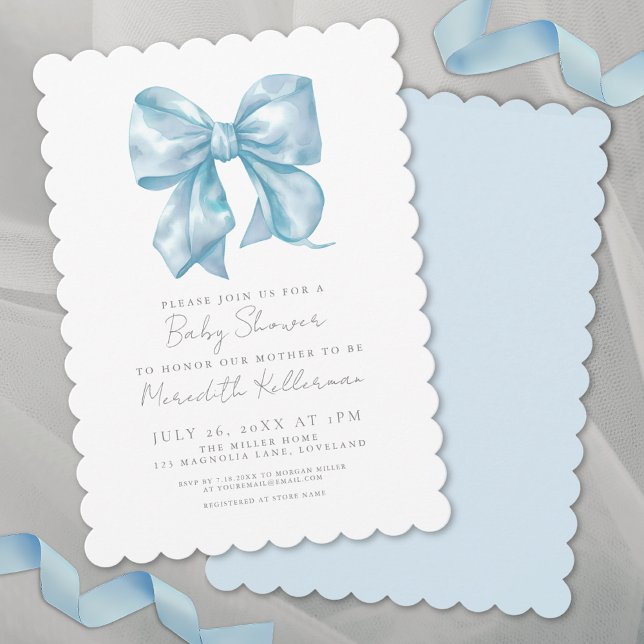 Blue Bow Boy Baby Shower Invitation (Blue Bow Boy Baby Shower Invitation)