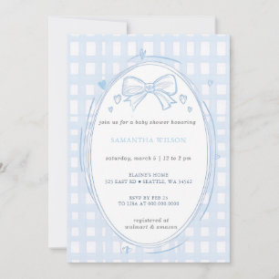 Blue Bow Boy Baby Shower Invitation