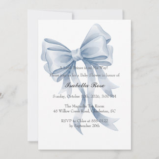 Blue Bow Boy Baby Shower Invitation Coquette