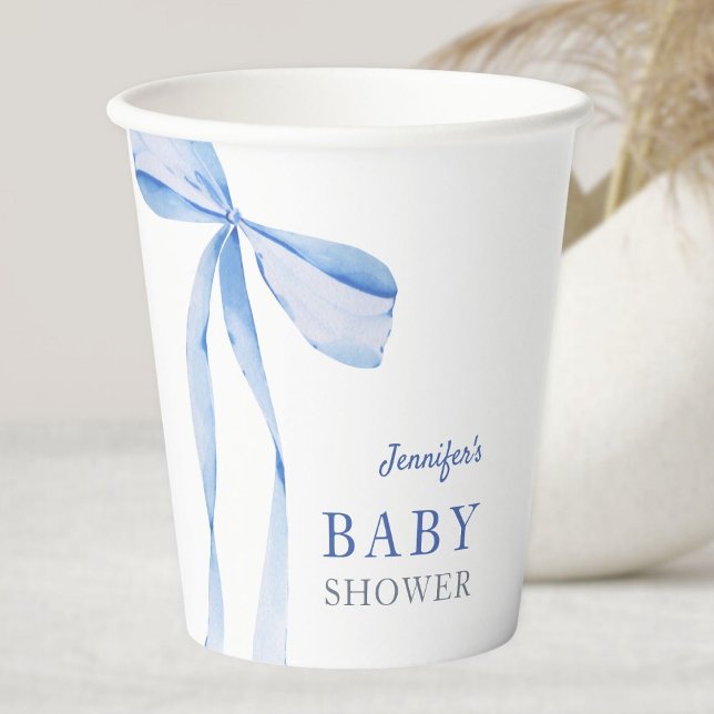 Blue Bow Boy Baby Shower Paper Cups (Creator Uploaded)