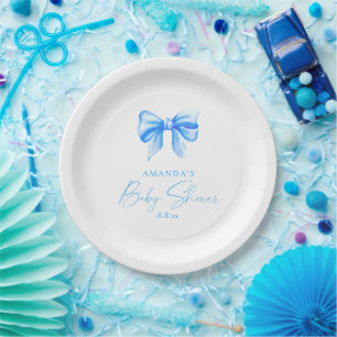 Blue bow Boy Baby shower Paper Plate