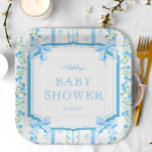 Blue Bow Boy Baby Shower Paper Plate<br><div class="desc">The Blue Bow Boy Baby Shower Paper Plates evokes a sense of nostalgia and timeless elegance, perfect for families eagerly anticipating the arrival of a little bundle of joy. Featuring a charming combination of blue green and white hues, this item transports guests to a bygone era of classic sophistication and...</div>