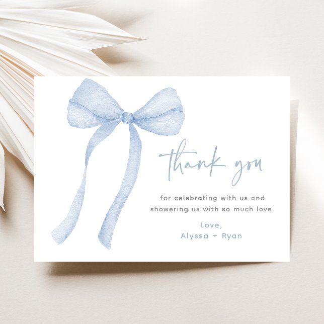 Blue Bow Boy Baby Shower Thank You Card (Creator Uploaded)
