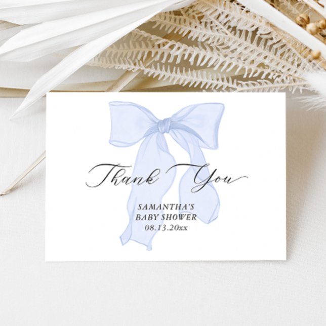 Blue Bow Boy Baby Shower Thank You Card (Creator Uploaded)