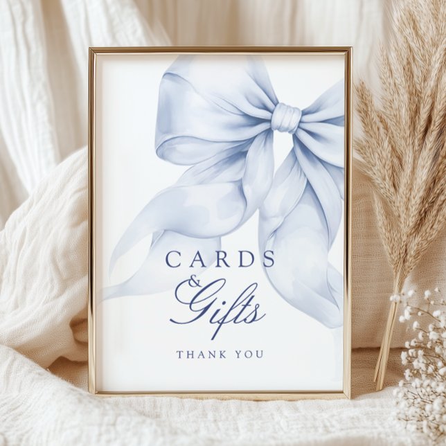 Blue Bow Bridal Shower Cards & Gifts Table Sign (Creator Uploaded)