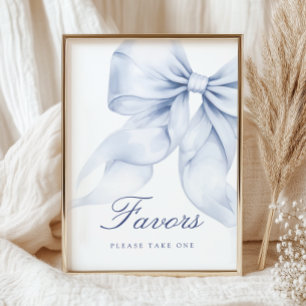 Blue Bow Bridal Shower Favors Table Sign