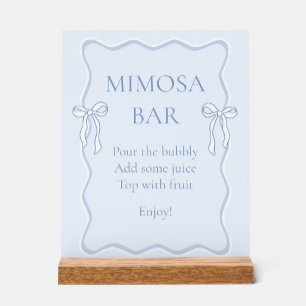 Blue Bow Bridal Shower Mimosa Bar Acrylic Sign