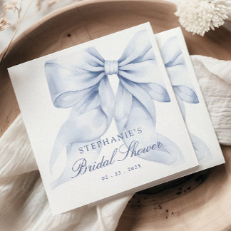 Blue Bow Bridal Shower Napkin