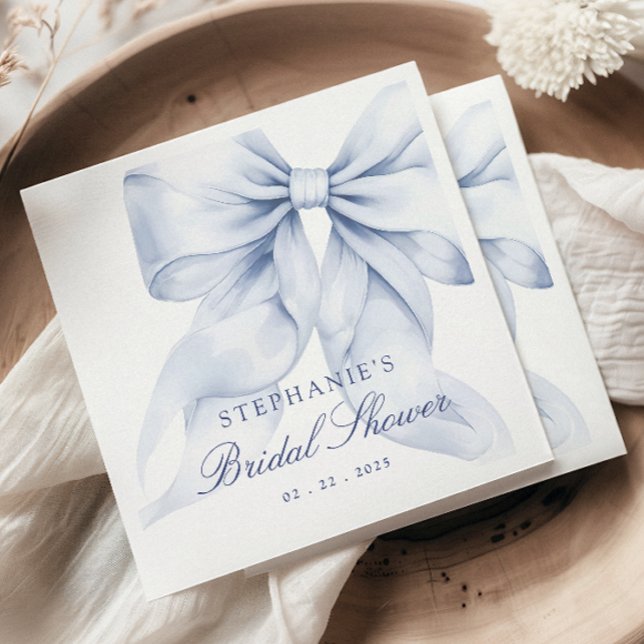 Blue Bow Bridal Shower Napkin (Creator Uploaded)
