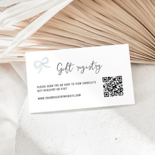 Blue Bow Bridal Shower QR Code Gift Registry Enclosure Card