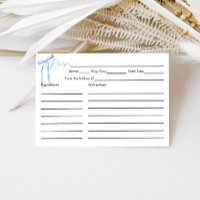 Blue Bow Bridal Shower Recipe Card