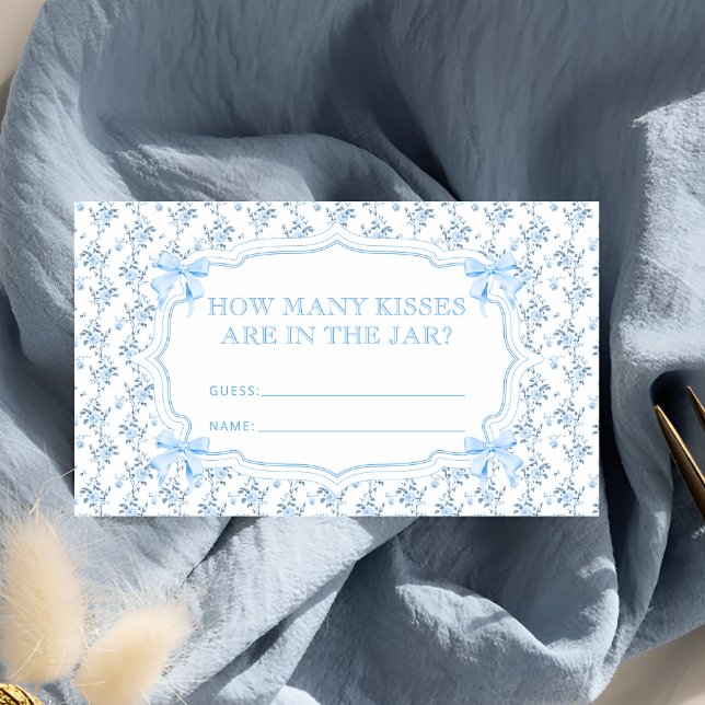 Blue Bow Bridal Shower Recipe for the Bride Enclosure Card (Creator Uploaded)