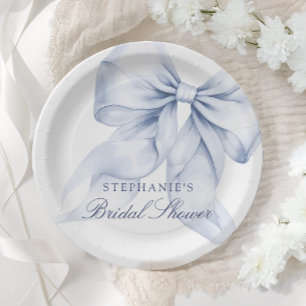 Blue Bow Bridal Shower small Paper Plate