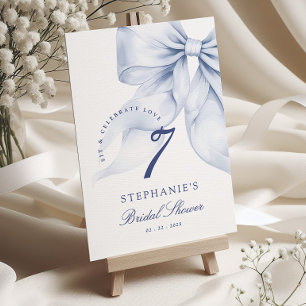 Blue Bow Bridal Shower Table Number