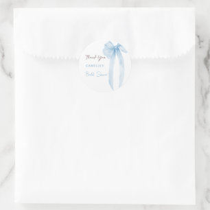 Blue Bow Bridal Shower Thank You Classic Round Sticker