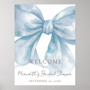 Blue Bow Bridal Shower Welcome Sign