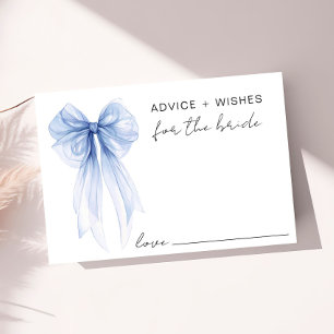 Blue Bow Bride Bridal Shower Advice And Wishes Enclosure Card