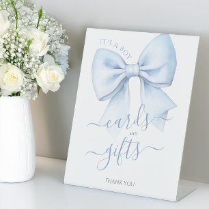 Blue Bow Cards and Gifts Coquette Baby Boy Shower Pedestal Sign