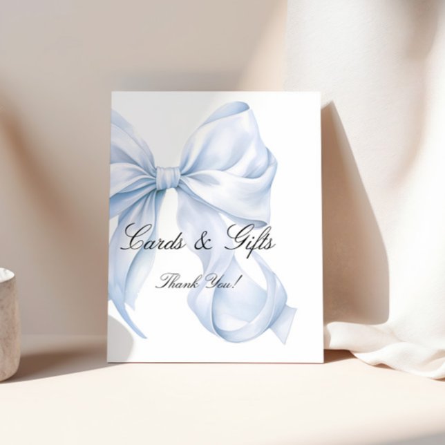 Blue Bow Cards and Gifts Sign, Coquette Bow Poster (Creator Uploaded)