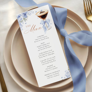 Blue Bow Champagne Bridal Shower Menu Card