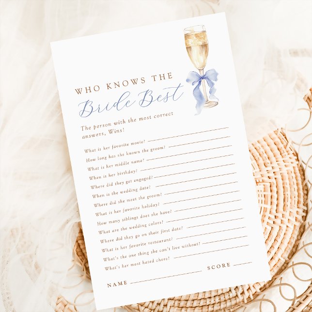 Blue Bow Champagne Who Knows Bride Best Game (Creator Uploaded)