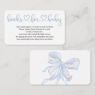 Blue Bow Chic Boy Baby Shower Books for Baby Card