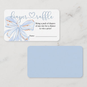 Blue Bow Chic Boy Baby Shower Diaper Raffle Card