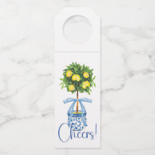 Blue Bow Chinoiserie Lemon Topiary Tree Bottle Tag