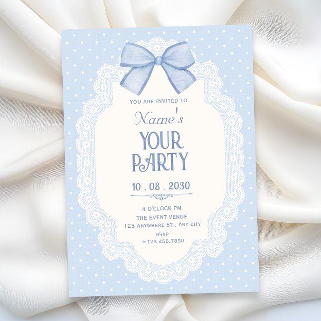 Blue bow choquette invitation (Creator Uploaded)