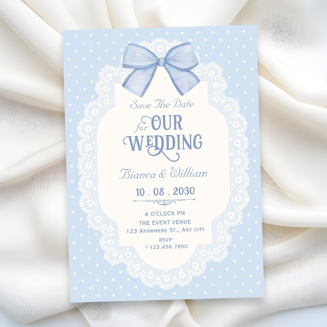Blue bow choquette  save the date (Creator Uploaded)