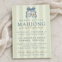 Blue Bow Christmas Mahjong Gift Exchange