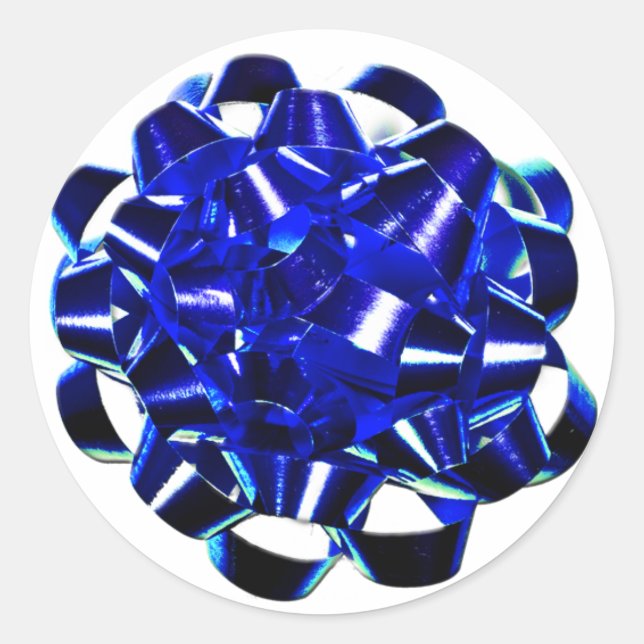 Blue Bow Christmas Packaging Sticker (Front)
