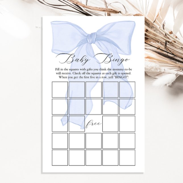 Blue Bow Coquette Baby Shower Baby Bingo game (Creator Uploaded)