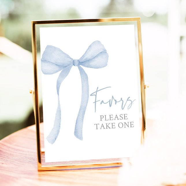 Blue Bow Coquette Baby Shower Favours Sign (Creator Uploaded)