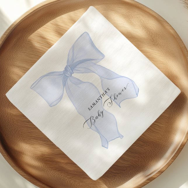 Blue Bow Coquette Baby Shower  Napkin (Creator Uploaded)