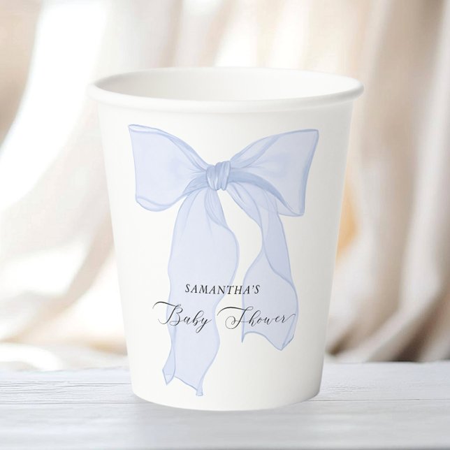 Blue Bow Coquette Baby Shower  Paper Cups (Creator Uploaded)