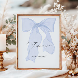 Blue Bow Coquette Birthday Party Favours Poster