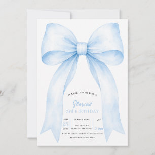 Blue Bow Coquette Birthday Party Invitation