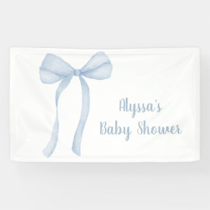 Blue Bow Coquette Boy Baby Shower Banner