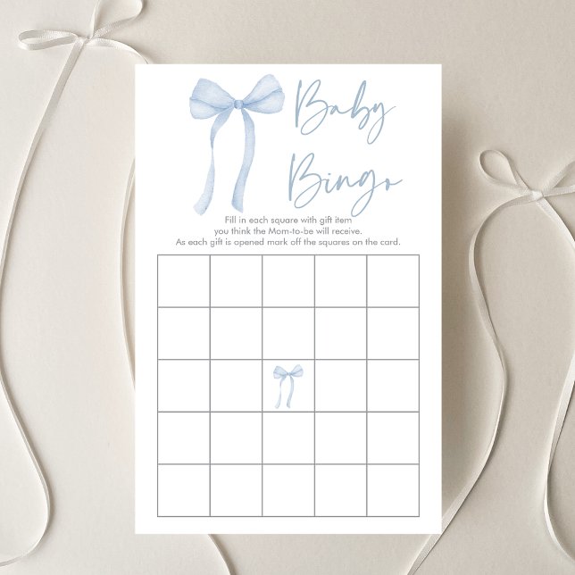 Blue Bow Coquette Boy Baby Shower Bingo Game (Creator Uploaded)