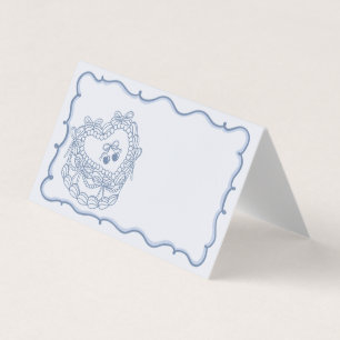 Blue Bow Coquette Cake Bachelorette Place Cards