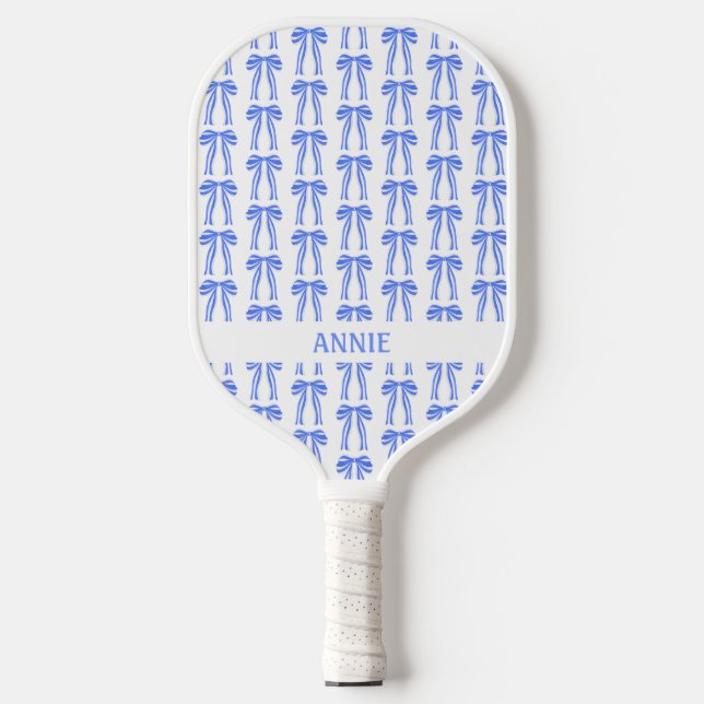 Blue Bow Coquette Chinoiserie Pickleball Paddle (Front)
