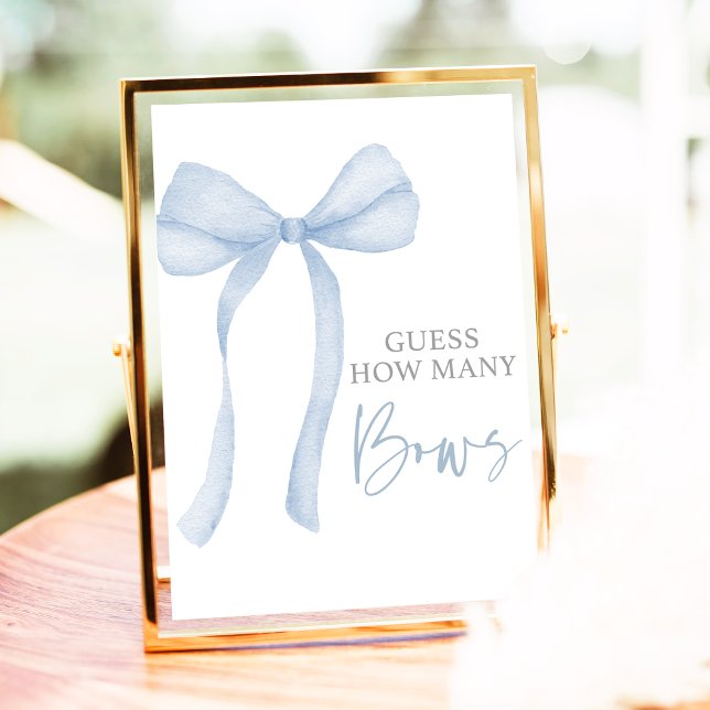 Blue Bow Coquette Guess How Many Baby Shower Poster (Creator Uploaded)