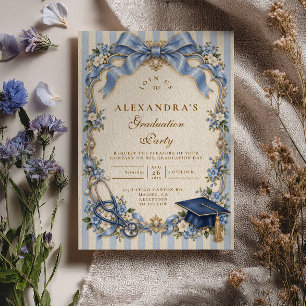 Blue Bow Coquette Nurse Graduation Invitation