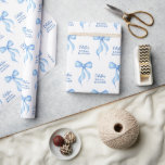 Blue Bow Coquette Personalised Bridal Shower Wrapping Paper<br><div class="desc">Blue Bow Coquette Personalised Bridal Shower Wrapping Paper.   Perfect for the trendy "She's tying the knot" party theme.   Personalise with the bride-to-be's name and event.  © Kimbellished,  LLC</div>