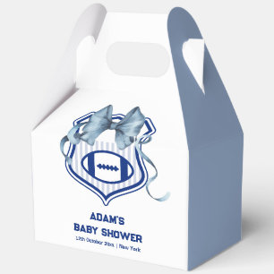 Blue Bow Crest Rookie Football Sport Baby Shower Favour Box